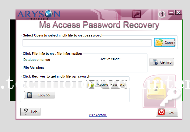 Aryson MS Access Password Recovery Screenshots
